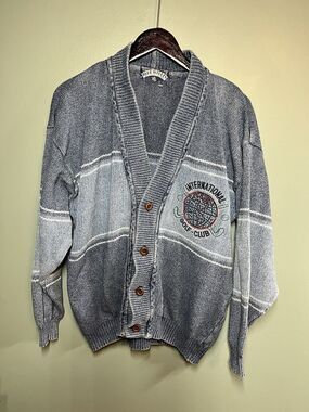 Vintage Blue Willi’s International Golf Club Button Cardigan Sweater XL